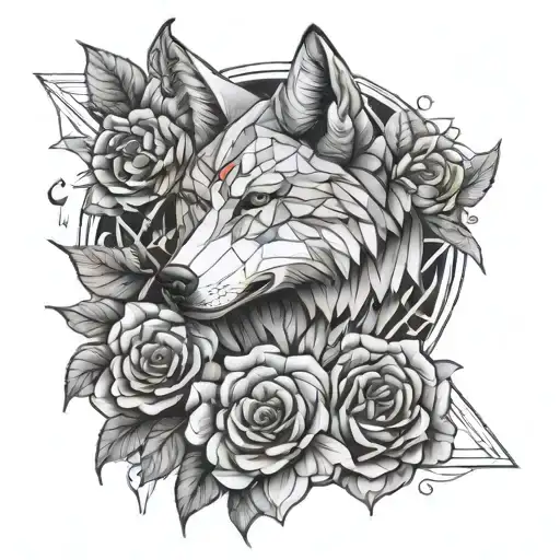 Libra Zodiac Wolf Blended By Roses