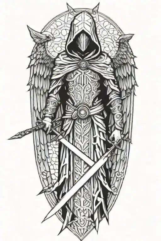 Hooded Angel Holding A Sword