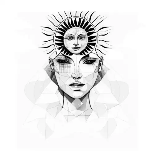A Woman With A Sun On Her Head