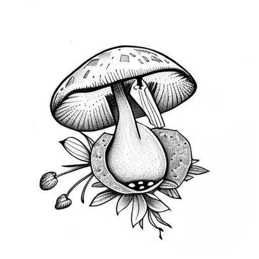 Hummingbird With A Mushroom