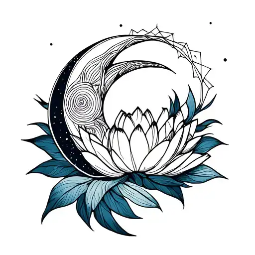 Lotus And Crescent Moon