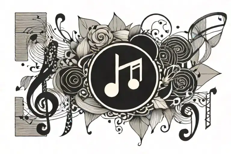 Girly Minimalist Tattoo Featuring Musical Notes