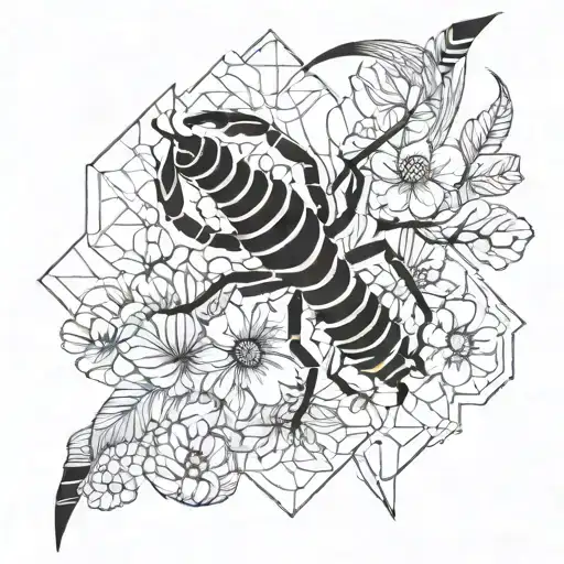Scorpion And Cosmos Flower Sternum