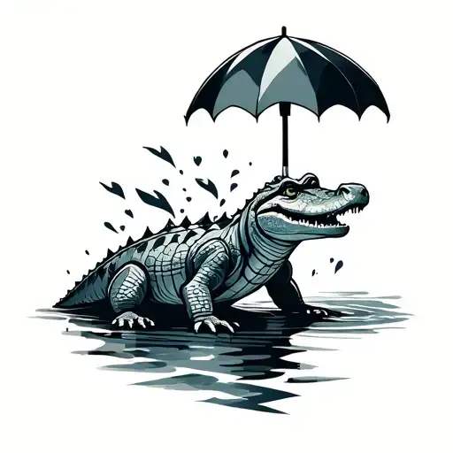 Crocodile With An Umbrella