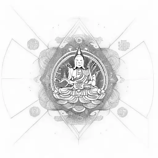 Mystic With Millennial Buddhist Symbols