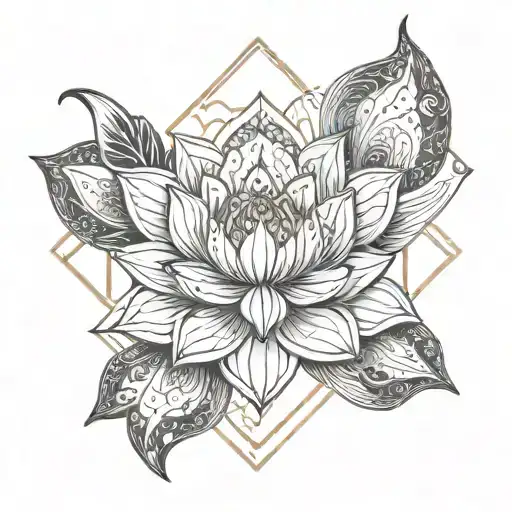 Lotus Flower Blooming Attached To Bottom Of A Pendant