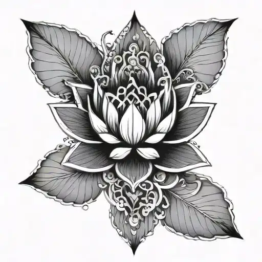 Sternum Tattoo Of Lotus Flower Blooming