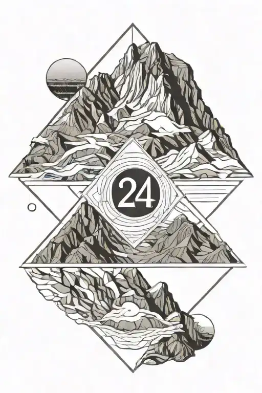 A Watchful Eye Above A Simplistic Aconcagua Mountain And The Number 24 In Roman Numbers