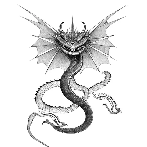 Green Snake Shape Dragon Emerging From The Water To The Sky With A Menacing Face And Strong Body