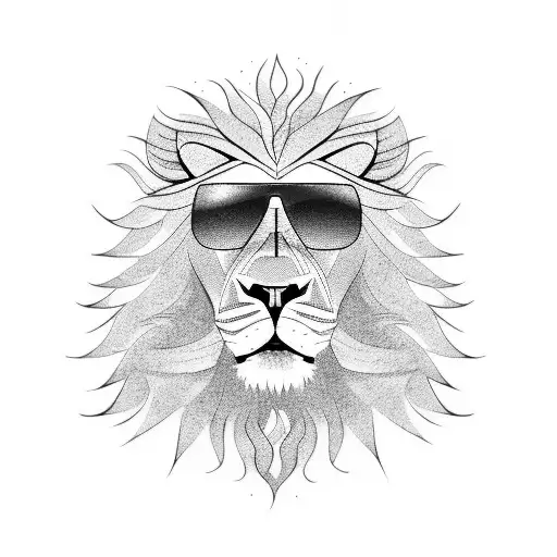 A Lion With A Rockstar Hairstyle And Sunglasses