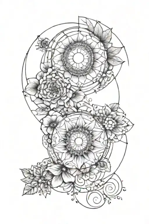 Fibonacci Pathern Flowers With Moon Phases