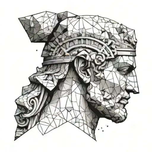 Broken Greek Statue Head With Galaxy Top Half