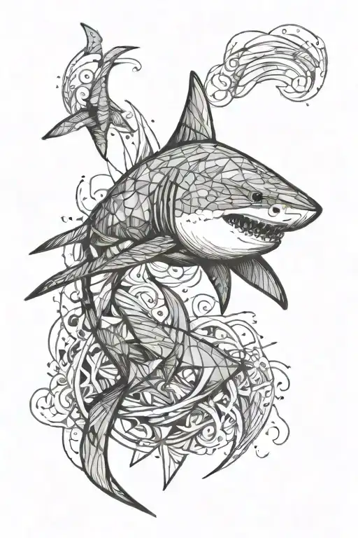 Shark And Ocean Waves