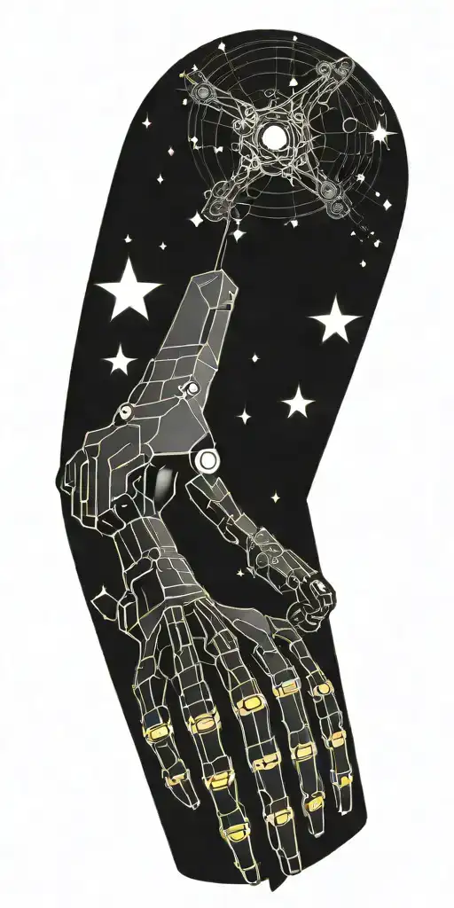 A Robotic Arm Reaching Out To Touch A Glowing Star In Space