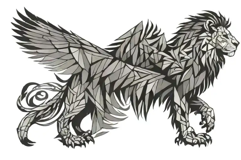 Lion In The Wings Of An Bird Flying