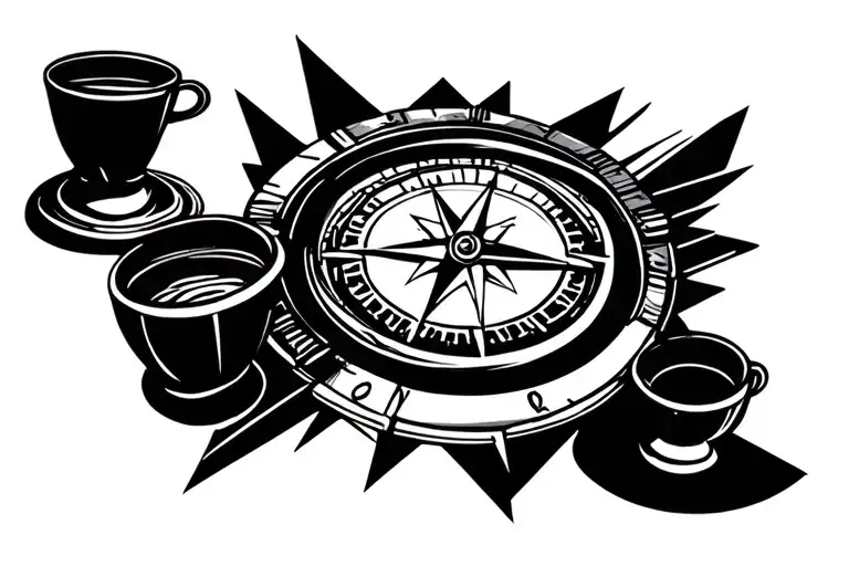 Watch Tower With Compass And Cups