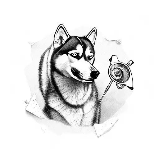 Husky With Stethoscope And Books