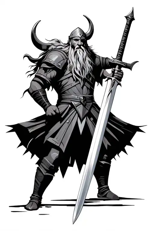 Viking Warrior Wielding A Sword