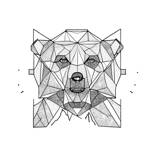 Simetric Bear With Mountain Scene Inside Its Body Tattoo Design Idea