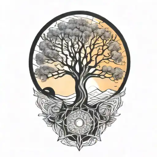 Tree Of Life And Sun And Moon