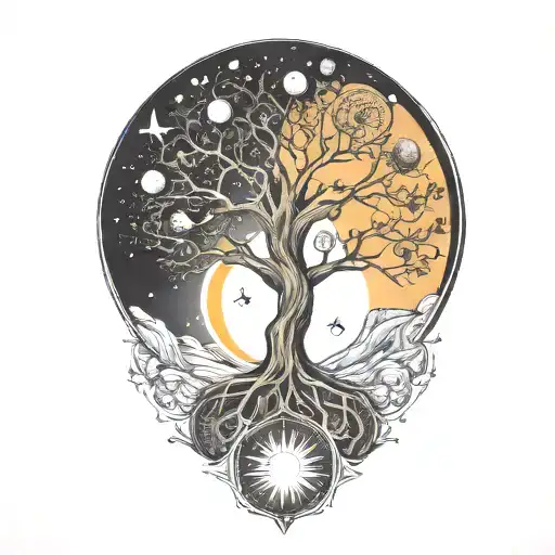 Tree Of Life And Sun And Moon