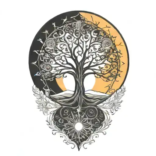 Tree Of Life And Sun And Moon