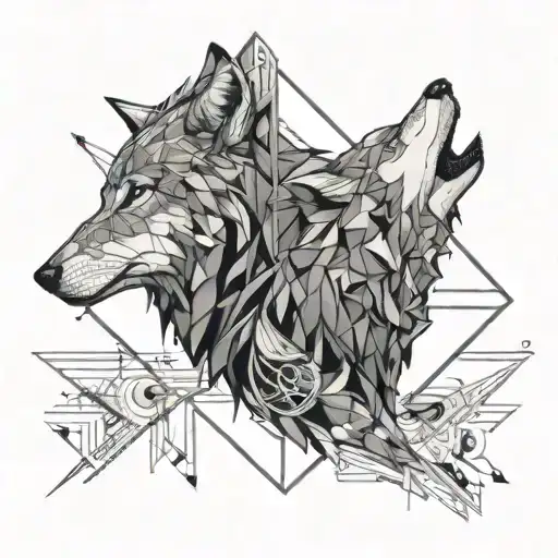 Moon And Wolf Surrounded