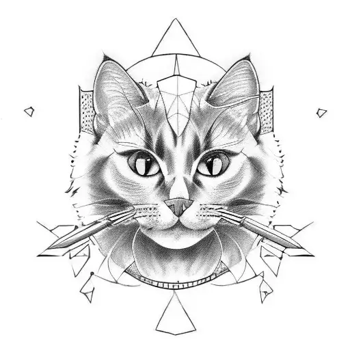 Black Cat With Red Wine And Butchers Knife