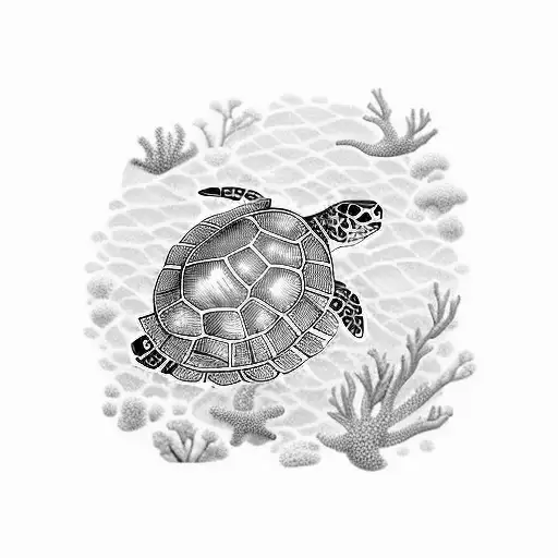 A Majestic Sea Turtle Swimming Through Vibrant Coral Reefs