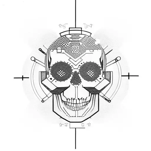 Hacking-themed Skull With Circuit Board Patterns
