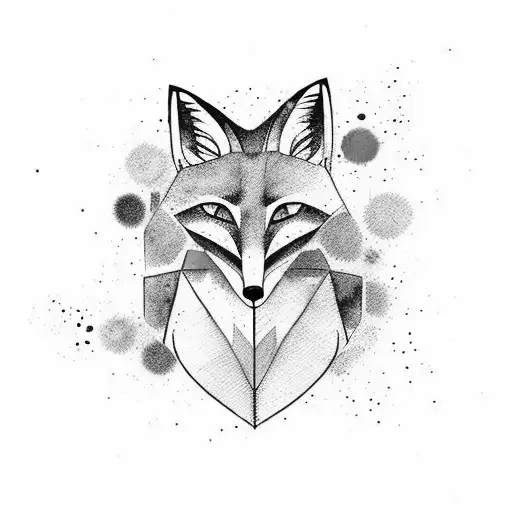 A Fox That Starts As Watercolor And Changes To Geometric For The Tail
