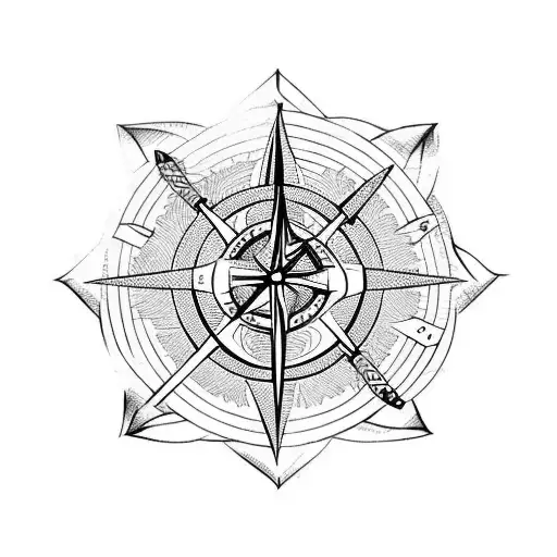 Snake With Arrow And Compass