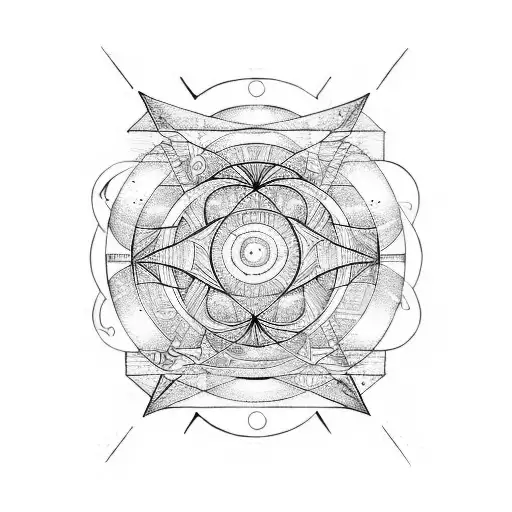 Sacred Geometry Fine Line Space Astronaut