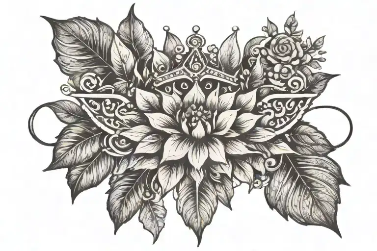 Crown And Flower Leaf