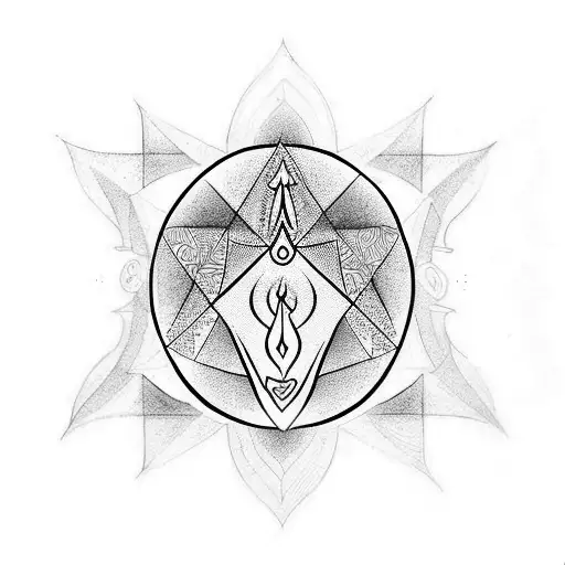 Medium Geometric Tattoo With Shiv And Shakti Power And Energy
