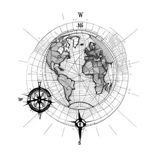 A Minimalist World Map With A Compass Pointing Towards The Client's Favorite Travel Destinations