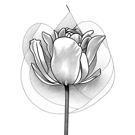 Line Tattoo Of A Tulip