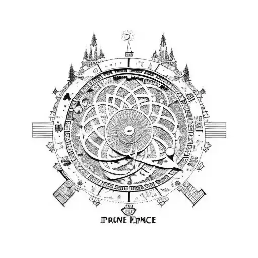 Prague Astronomical Clock Tucked Into Pine Trees