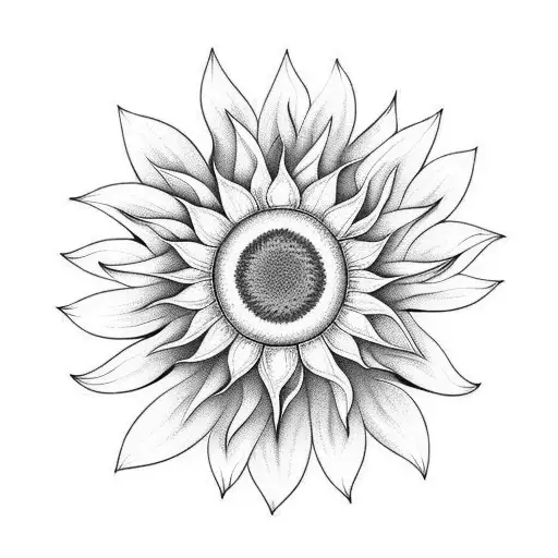 A Stylized Sunflower With The Word 'Gratitude' Incorporated Into The Petals