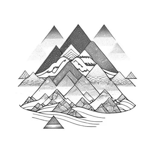 A Mountain Landscape With Fish Floating In The Sky