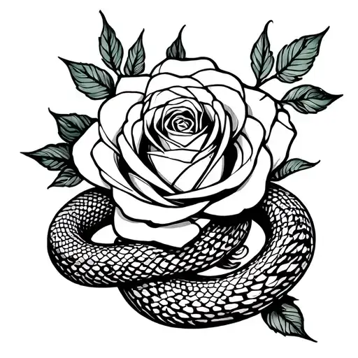 Snake And Rose Growing