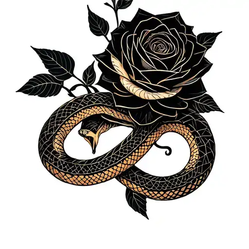 Geometric Patterns Incorporating A Long Snake And A Rose Somewhere