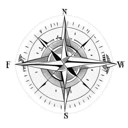 Old Fashioned Compass With Mountain And 2 Soaring Eagles