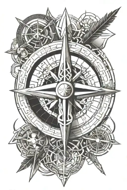 Arrow And Compass With Sacred Celtic Geometry Within It Designed With Astrology And Warfare Themes