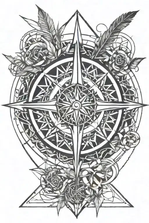The Seed Of Life Within An Arrow And Compass Rose Intertwined