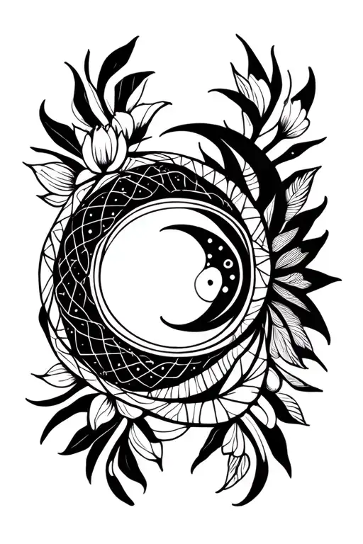 Unalome Symbol Integrated Loup Lune Lotus Flowers