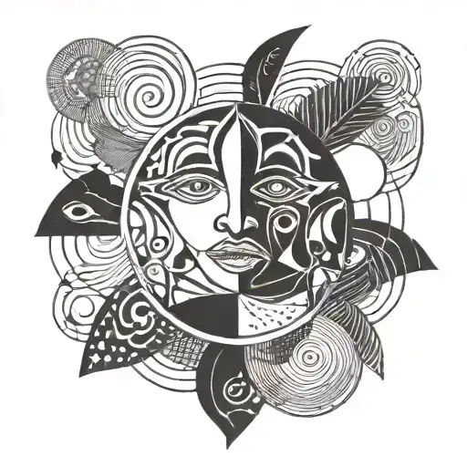 Uruguay Sun With A Face And Moon