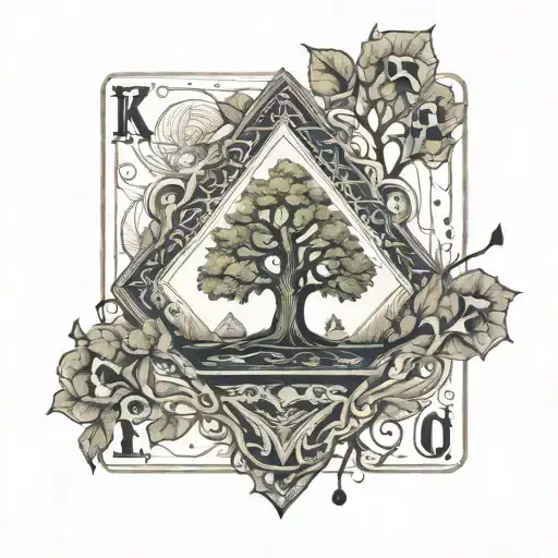 Playing Card With Tree And Rain