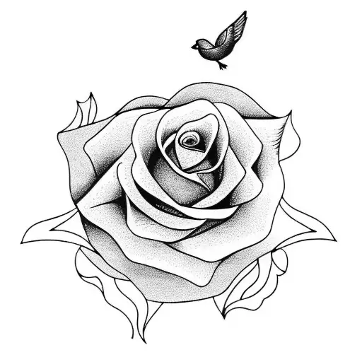 Flying Bird With Rose