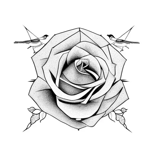 Flying Bird With Rose In Beck